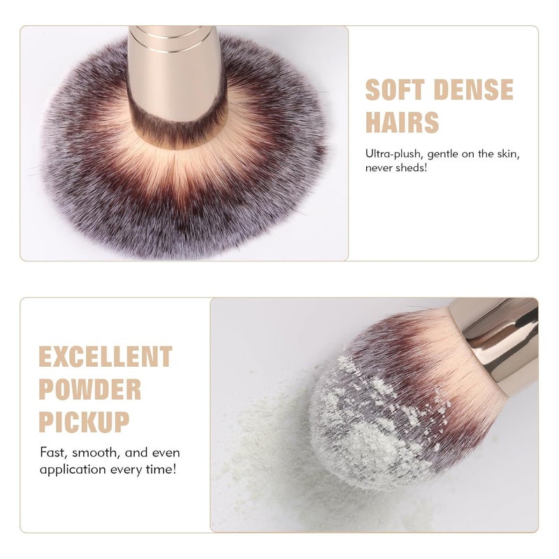 dpolla Dual-Ended Foundation Brush: Round & Angled Pro-Grade makeup brushes, 100% Vegan Synthetic Makeup Brush for Flawless Blending and Application of Liquid, Powder, Cream, Blush (Round Dual-Ended) - Image 5
